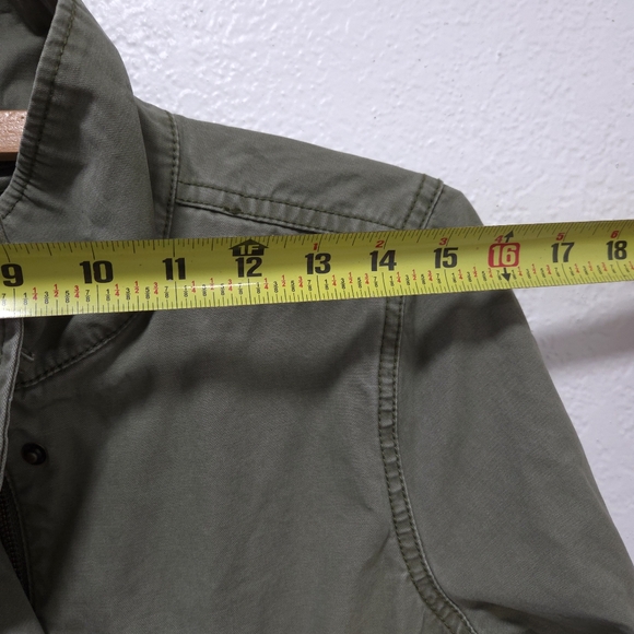 Madewell Cinched Waist Jacket Olive Green Canvas Zip Up Pockets Size Large - Picture 12 of 16
